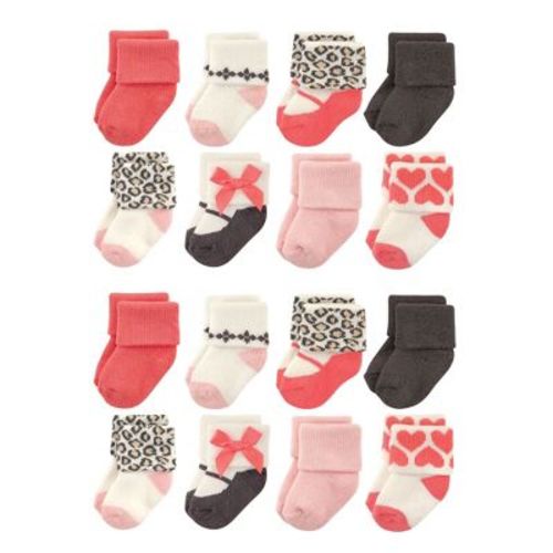 Luvable Friends Baby Cotton Rich Terry Socks 16-Pack, Leopard, 0-6 Months