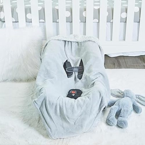 EVERYDAY KIDS Unisex Grey Baby Car Seat Blanket for Toddler Boys and Girls; Cover and Keep Seat Clean