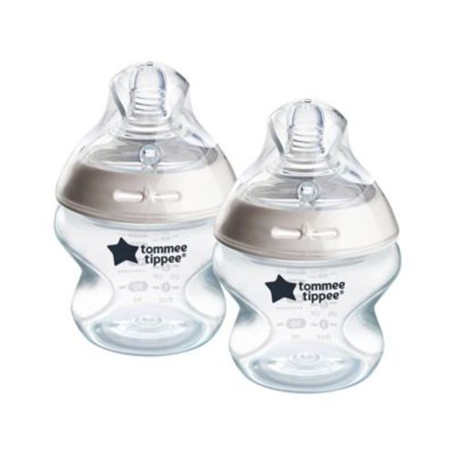 Tommee Tippee Start Baby Bottles Slow Flow Nipple 0m+ - Clear - 5 fl oz/2pk: BPA-Free, Silicone Nipple
