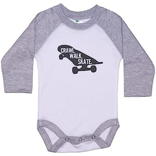 Ebenezer Fire Skateboarding Onesie/Crawl Walk Skate/Raglan Bodysuit/Gift For Newborn