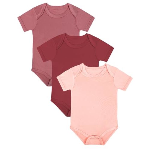 Bamboo Rayon Baby Bodysuit,Short Sleeve Bodysuits Solid Color Outfits for Infant Boys Girls Soft Clothes