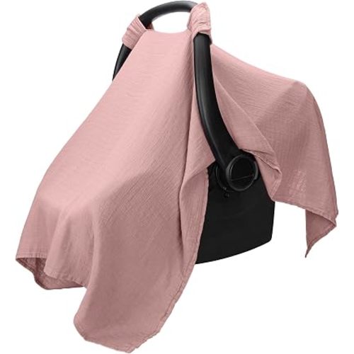 Comfy Cubs Baby Car Seat Cover - Muslin Cotton Baby Seat Cover Mauve