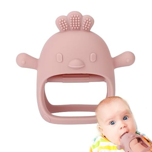 Socub Silicone Baby Teether Toys for Infants 3-6 6-12 Months(Rose Pink)