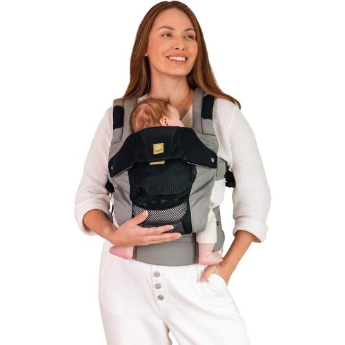 LÍLLÉbaby Complete Airflow Deluxe Ergonomic 6-in-1 Baby Carrier Infant to Toddler with Lumbar Support (7-45 Pounds), 360 Degree Baby Wearing, Inward and Outward Facing (Grey/Black)