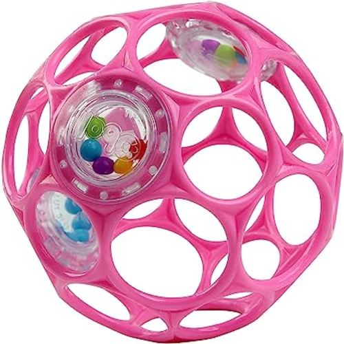 Bright Starts Oball Easy-Grasp Rattle BPA-Free Infant Toy in Pink, Age Newborn and up, 4 Inches