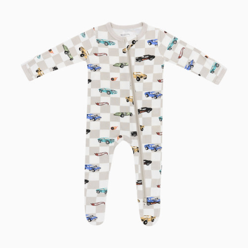 Kyte Baby Printed Zipper Footie - Fast And Furious, 0-3 M