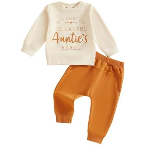 VISGOGO Toddler Boy Girl 2-Piece Outfit Set Long Sleeve Letter Print Sweatshirt Harem Pants Soft Fall Winter Casual Clothes
