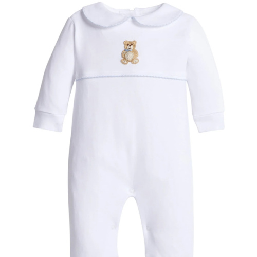 Blue Teddy Bear Crochet Playsuit for Baby Boys – Little English