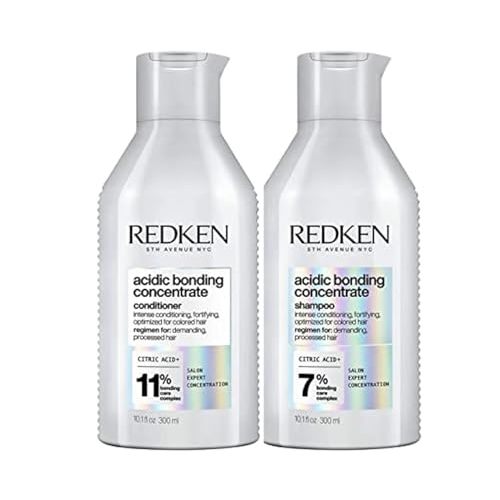Redken Acidic Bonding Concentrate Shampoo & Conditioner Set For Damaged and All Hair Types - Repair and Strengthen Weak Hair Bonds With Citric Acid, 10.1 Fl Oz
