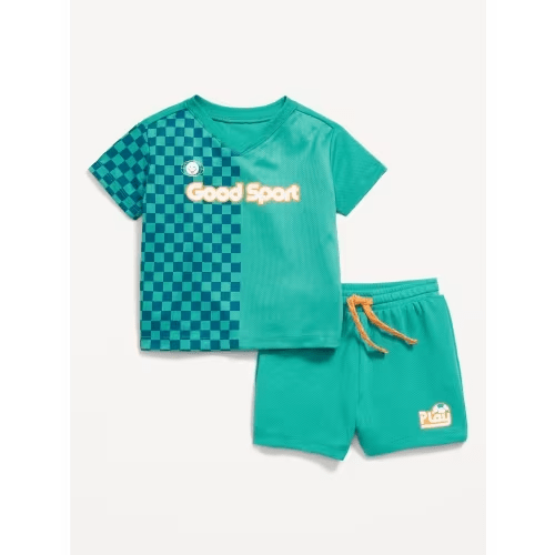 Mesh Graphic Top and Shorts Set for Baby