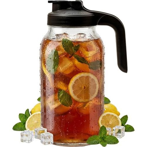 County Line Kitchen 64 oz Mason Jar Glass Pitcher With Lid - Black