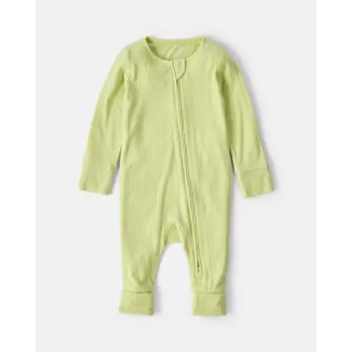 Baby PurelySoft™ 2-Way Zip Sleep & Play Pajamas - Green | Carter's