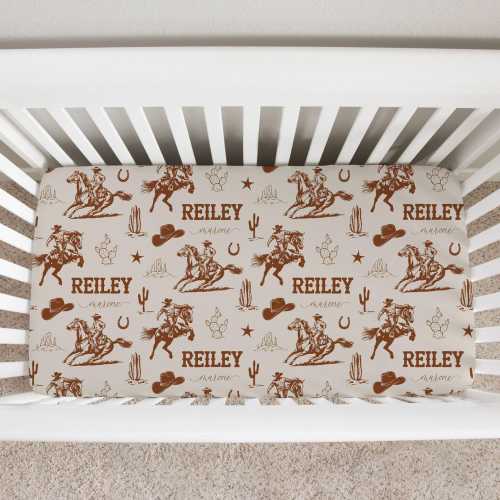 Personalized Western Cowboy Crib Sheet: Rodeo Nursery Decor