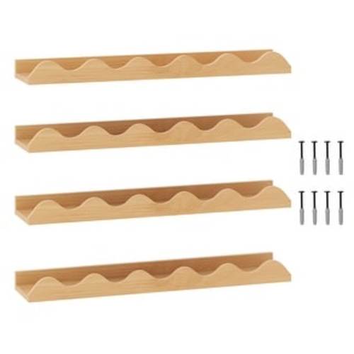 Natural Fir Wood Nursery Wall Shelves Set of 4 with Wavy Edges - 24" x 5" x 2"