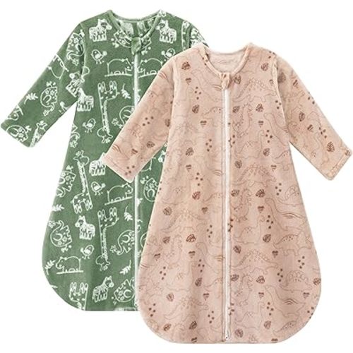 Yoofoss Baby Sleep Sack 6-12 Months, Long Sleeve Sleep Sack 1.5 Tog, Fleece Baby Wearable Blanket with 2-Way Zipper, Soft Warm