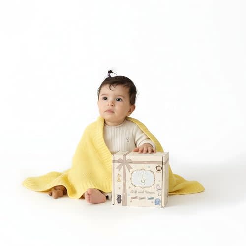 Zoe Baby Blanket Lemon | Stroller & Cuddle Blanket, 50% Recycled Cotton & 50% Polyester, GRS & OEKO-TEX Class 1, Soft & Washable, Gift Box