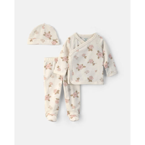 Baby Girl 3-Piece Floral Long-Sleeve Top & Pant Set - Ivory | Carter's