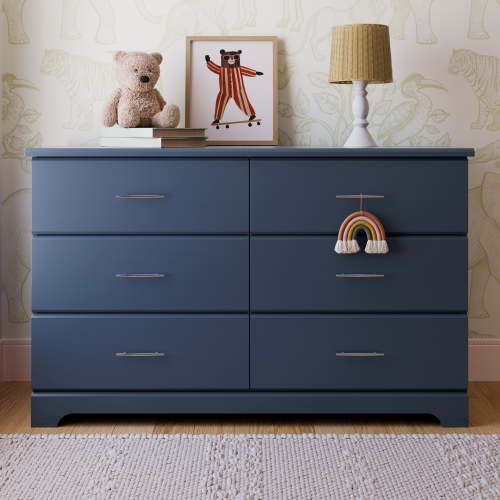 Storkcraft Brookside 6 Drawer Nursery Double Dresser, Midnight Blue