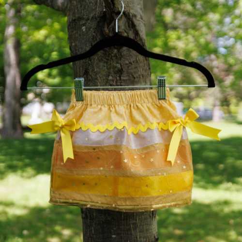 Yellow Vine Baby Overlay Ribbon Skirt, Yellow Floral Print Baby Skirt, Indigenous Baby Ribbon Skirt, Infant Ribbon Outfit, 6-18 Months