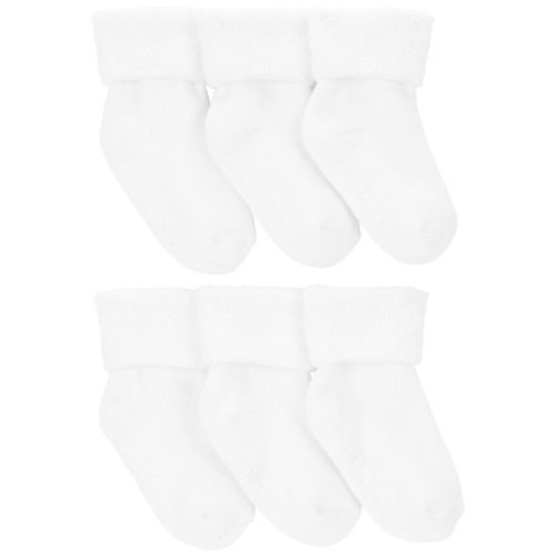 Baby 6-Pack Foldover Booties - White