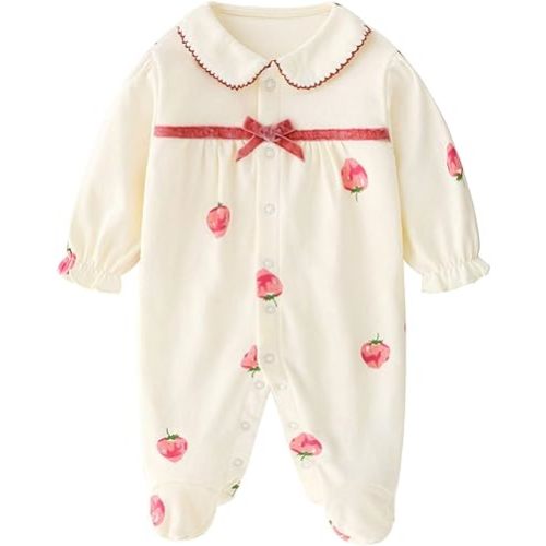 Babymine Baby One Piece Romper Soft Cotton Sleepwear Footed Jumpsuit for 0-12 Month Infant
