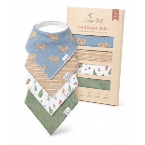 Copper Pearl Baby Bibs 4 Pack & 6 Pack, Bandana Drool Bibs for Baby Girl & Boy, Soft Cotton Bibs for Drooling and Teething