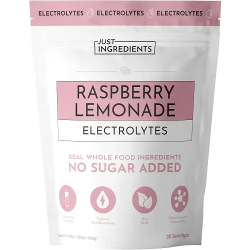 Raspberry Lemonade Electrolytes – 30‑Serving Hydration Drink Mix with Coconut Water, Essential Minerals & Real Fruit Flavors – Sweetened with Monk Fruit & Stevia – No Artificial Ingredients