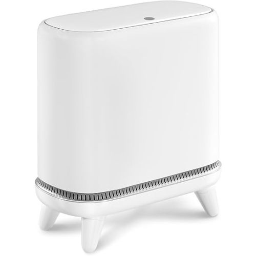 Bathroom Trash Can with Lid, Vacuum Adsorption Small Garbage Can 3.2 Gallon Press Top Lid Trash Bin with Legs Waterproof Waste Basket for Bathroom Bedroom Office Home