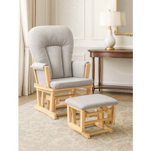 Suite Bebe, Nursery Glider with Ottoman, Natural Wood Latte Fabric
