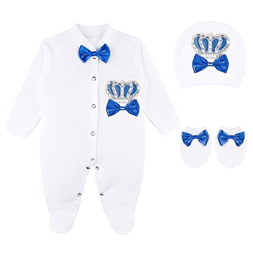 Lilax Baby Boy Newborn Crown Jewels Layette 3 Piece Gift Set