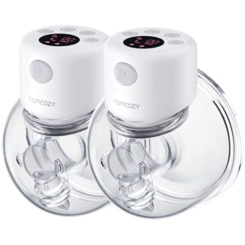 Momcozy Wearable Breast Pump, S12 Double Hands Free Breast Pump, LCD Display, Low Noise & Painless, 2 Modes & 9 Levels Electric Breast Pump Portable, 24mm Flange, 2 Pack