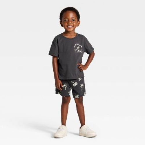 Grayson Mini Toddler Boys' French Terry Shorts and T-Shirt Set - Black 2T