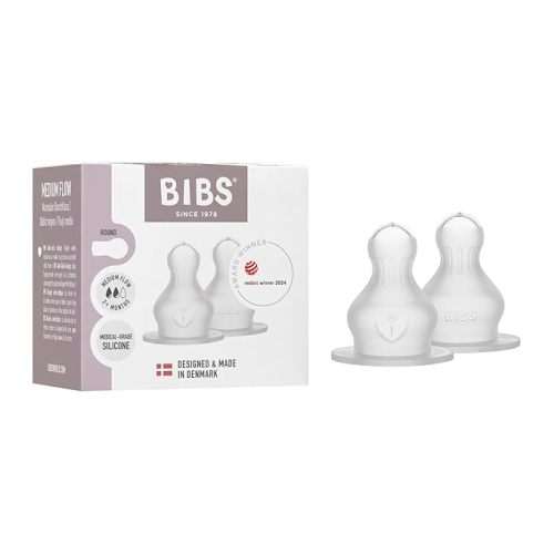 BIBS Baby Bottle Silicone Nipple 2 Pack - Anti-Colic, BPA-Free, Round Silicone Nipple, Thick Flow, Lightweight & Easy to Clean, Suitable for Newborns & Toddlers