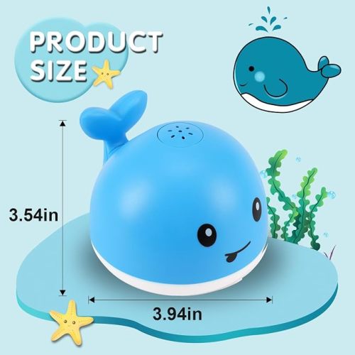 Gigilli Baby Boy Bath Toys, Baby Pool Water Toys, Light Up Whale Fountain Toys for Boys 0-6 6-12 12-18 Months or Kids Ages 1-3 2-4 Ocean Blue