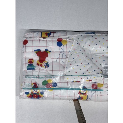 JC Penny vintage clowns balloons Convertible Baby Comforter 34in X 43in