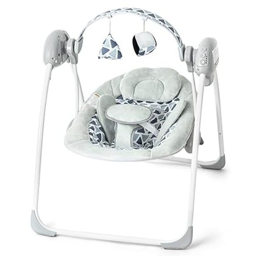 Baby Swings for Infants, AskCat Grey Portable Swing with Music for 0-9M