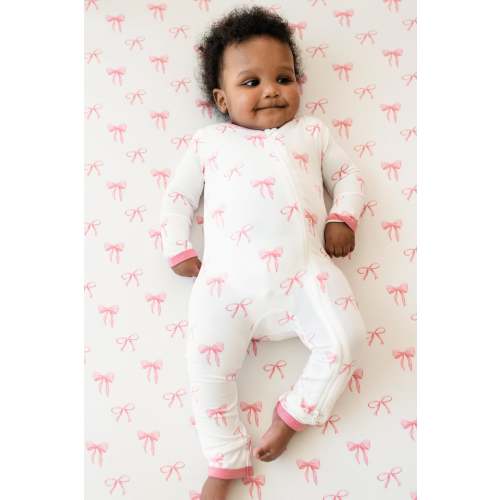 Shop Bamboo Zippered Romper in Bow Print | Kyte Baby