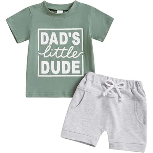 Baby Boy Clothes Dad's Little Dude Shirts Shorts Set