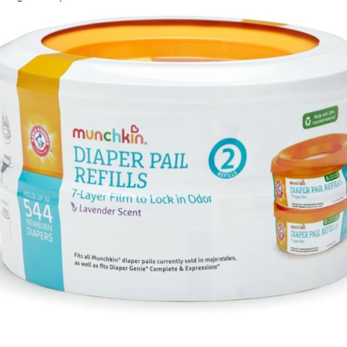 Munchkin® Arm & Hammer Diaper Pail Refill Rings, Holds up to 544 Newborn Diapers, 2 Pack