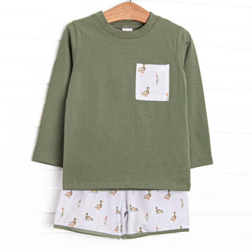 Migrating Mallard Long Sleeve Short Set, Green – Stitchy Fish