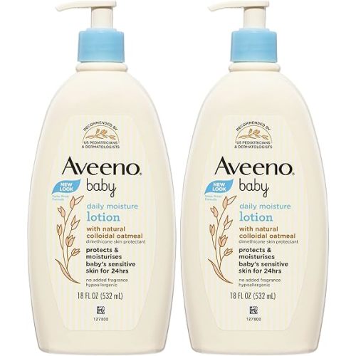Aveeno Baby Daily Moisturising Fragrance Free Sensitive Moisturising Lotion 532ml | Perfect for dry sensitive skin| Moisturises and protects skin for 24 hours (Pack of 2)