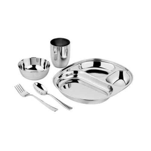 Ahimsa 5pc Stainless Steel Mindful Mealtime Kids' Dinnerware Set - Classic