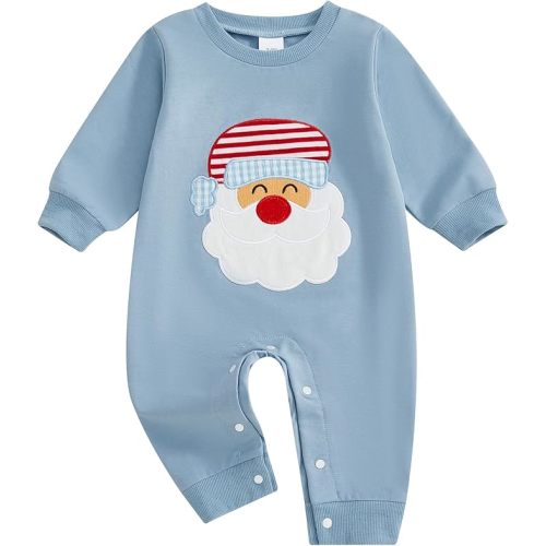 Infant Baby boy Christmas Outfit Santa Claus Long Sleeve Romper Newborn Boy One Piece Jumpsuit