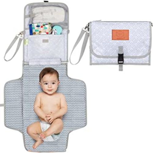 Portable Diaper Changing Pad - Waterproof Travel Changing Mat for Baby, Foldable Baby Diaper Clutch, Detachable Baby Travel Diaper Mat for Diaper Changing Station, Diaper Change Mat (Gray Mod)