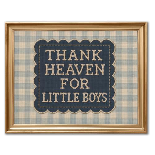 Baby Boy Canvas Nursery Wall Art Vintage Nursery Wall Decor 16"x12"Unframed | Kids Room Poster, Thank Heaven for Little Boys Quote Canvas Poster, Retro Farmhouse Artwork Print Pictures, Bedroom Toddler