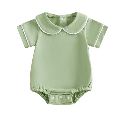 Newborn Baby Boy Girl Summer Clothes Basic Plain Short Sleeve Romper Cotton One Piece Bodysuit Shirts Tops 0-18M