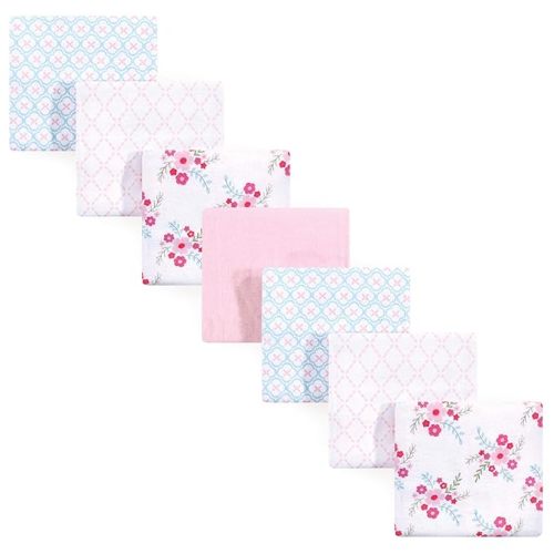 Luvable Friends Unisex Baby Cotton Flannel Receiving Blankets, Floral 7-Pack, One Size