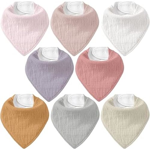 Muslin Baby Bibs 8 Pack, Baby Bandana Drool Bib for Drooling and Teething, Cotton Soft Absorbent for Girls Boys Medieval Style