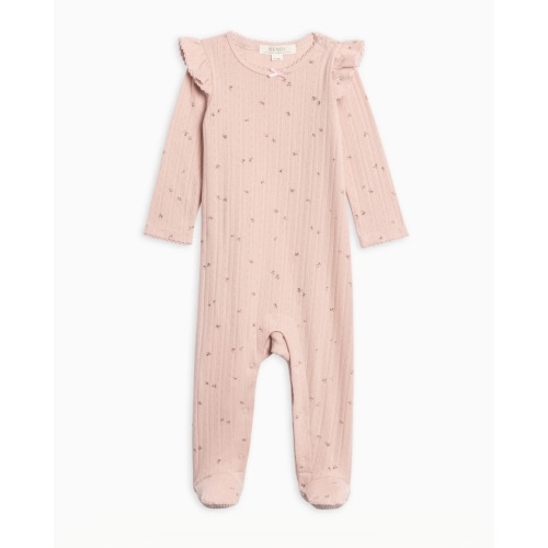Addy Brushed Back Pointelle Flutter Sleeve Footed Romper