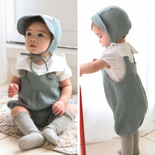 Baby Sun Bonnet: UPF 50+ Double Gauze Muslin Hat for Toddler Boys Girls (0-4yrs) - Primary color: 1 Pack - Mint